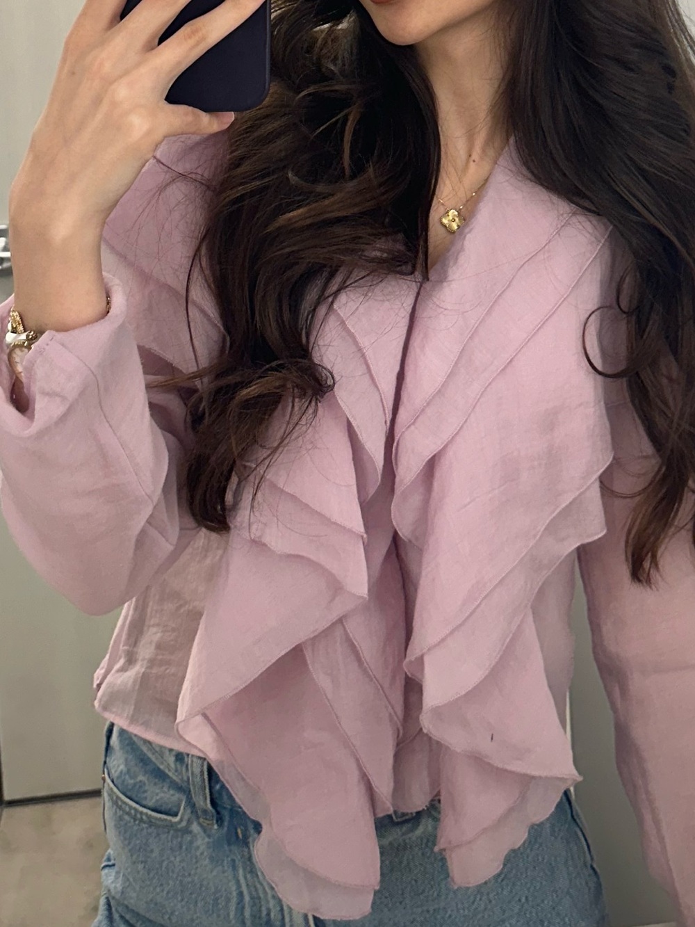 H&M Ruffled Light lavender Blouse - Feminine Layered Front